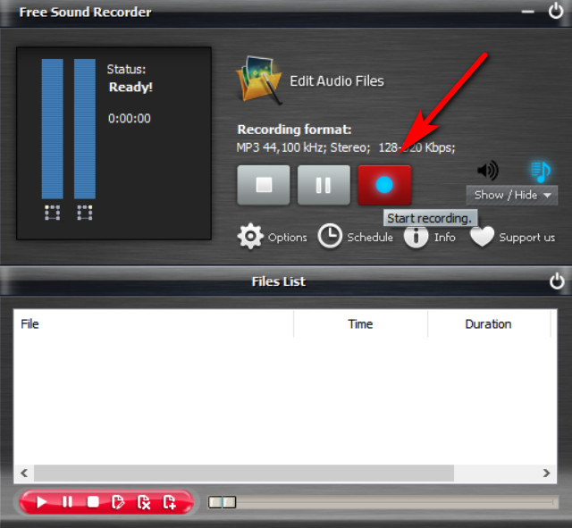 Grabe audio de computadora con Free Sound Recorder