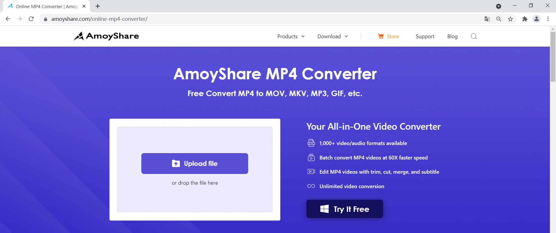 Upload the WebM file to AmoyShare MP4 Converter