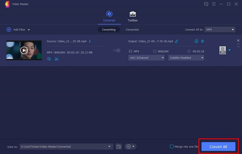 Save the video via convert button