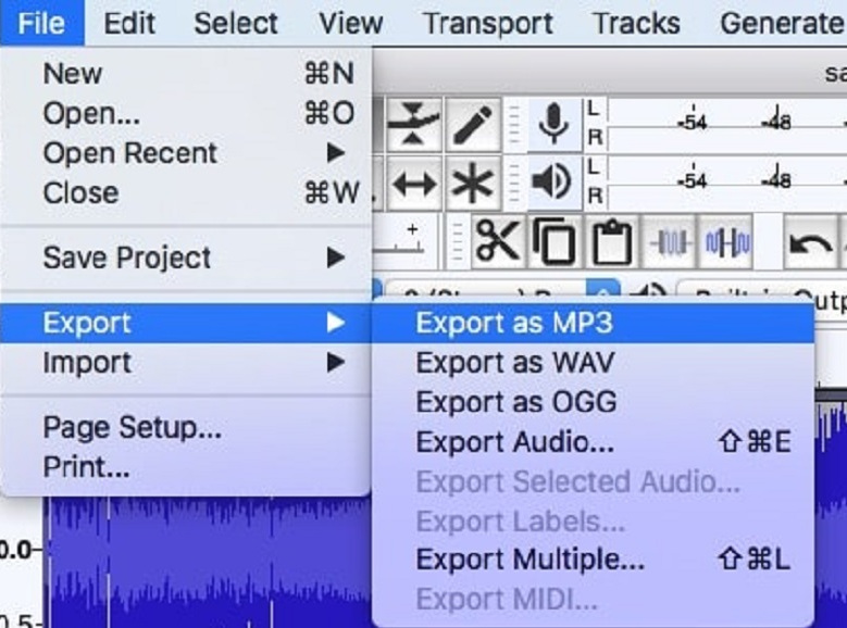 Konvertieren Sie M4A in MP3 mit Audacity