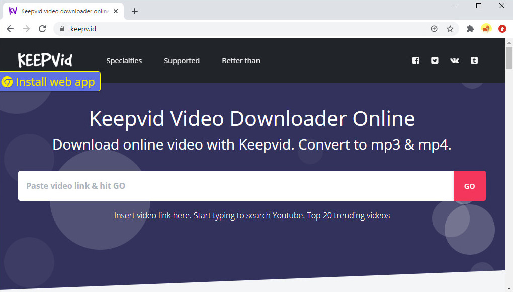 Keepvid Video-Downloader online