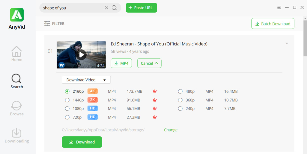 Download music videos with AnyVid