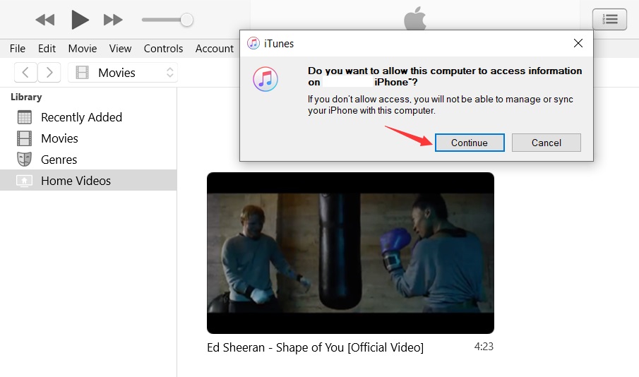 iTunes mit dem iPhone auf dem PC verbunden