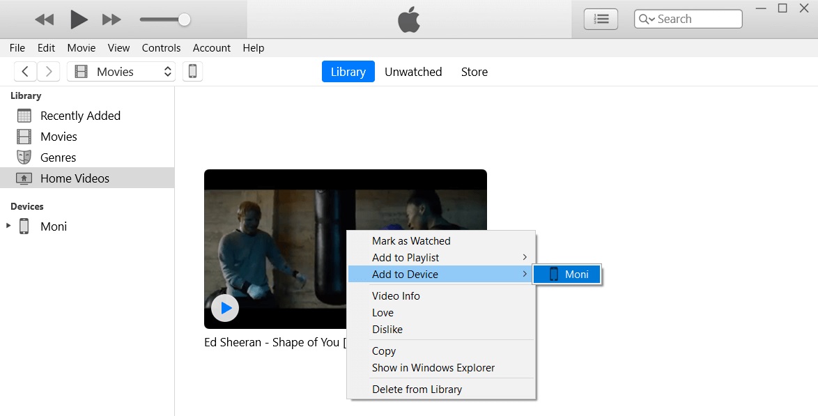 iTunes agregar al dispositivo