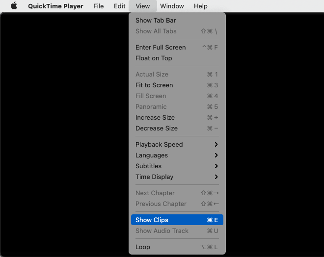 Quick Time - Clips anzeigen