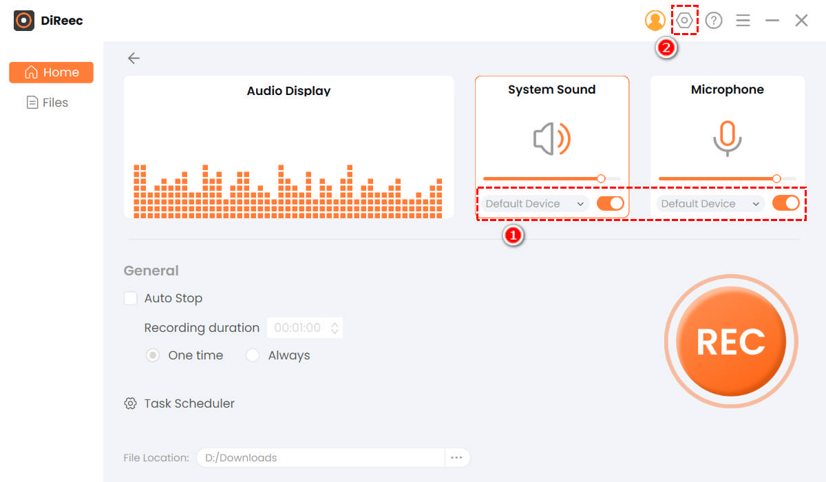 Configure the audio settings