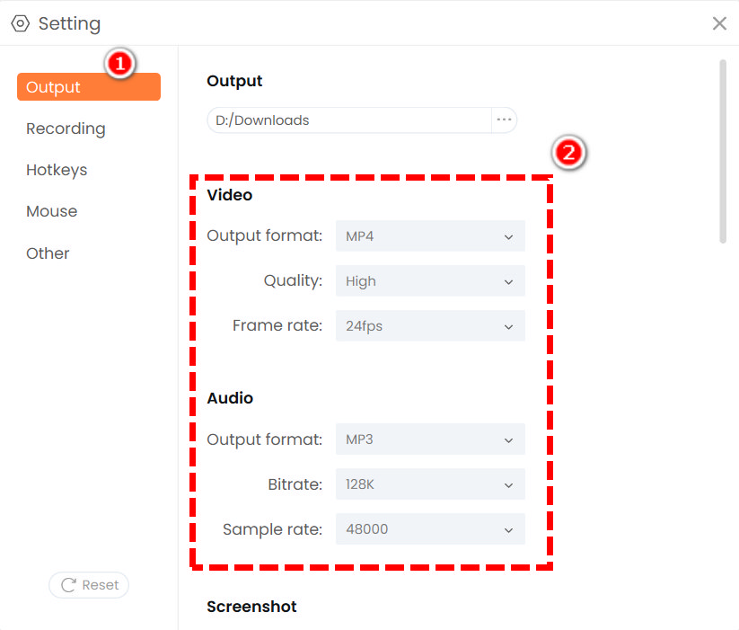 Optimizado la configuración de grabación.