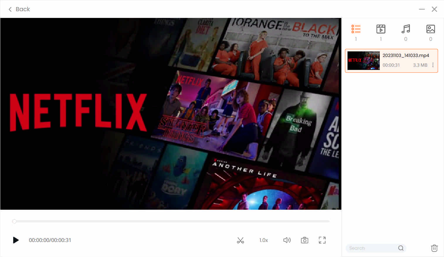 Reproducir y recortar videos de Netflix