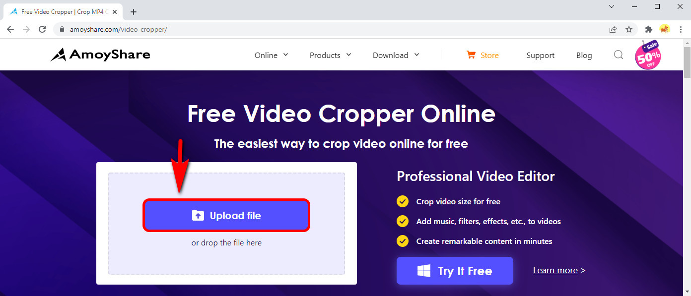 Vaya a AmoyShare Free Video Cropper para recortar el video