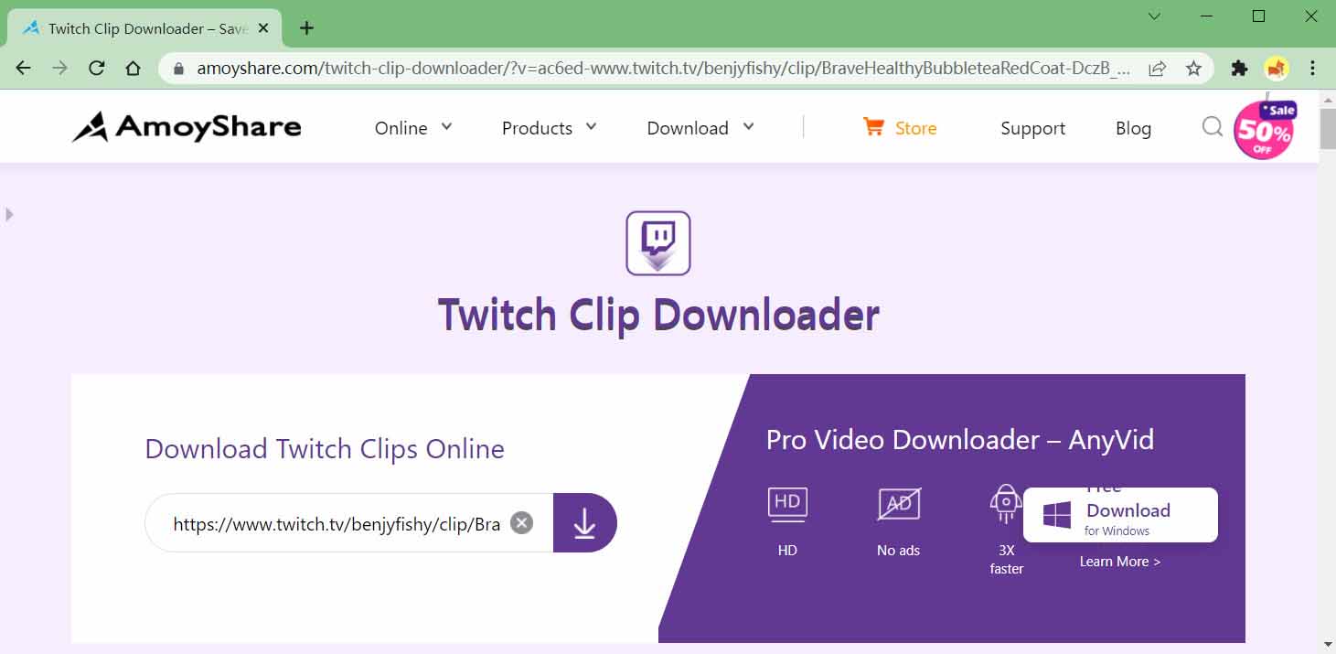 Coller l'URL Twitch