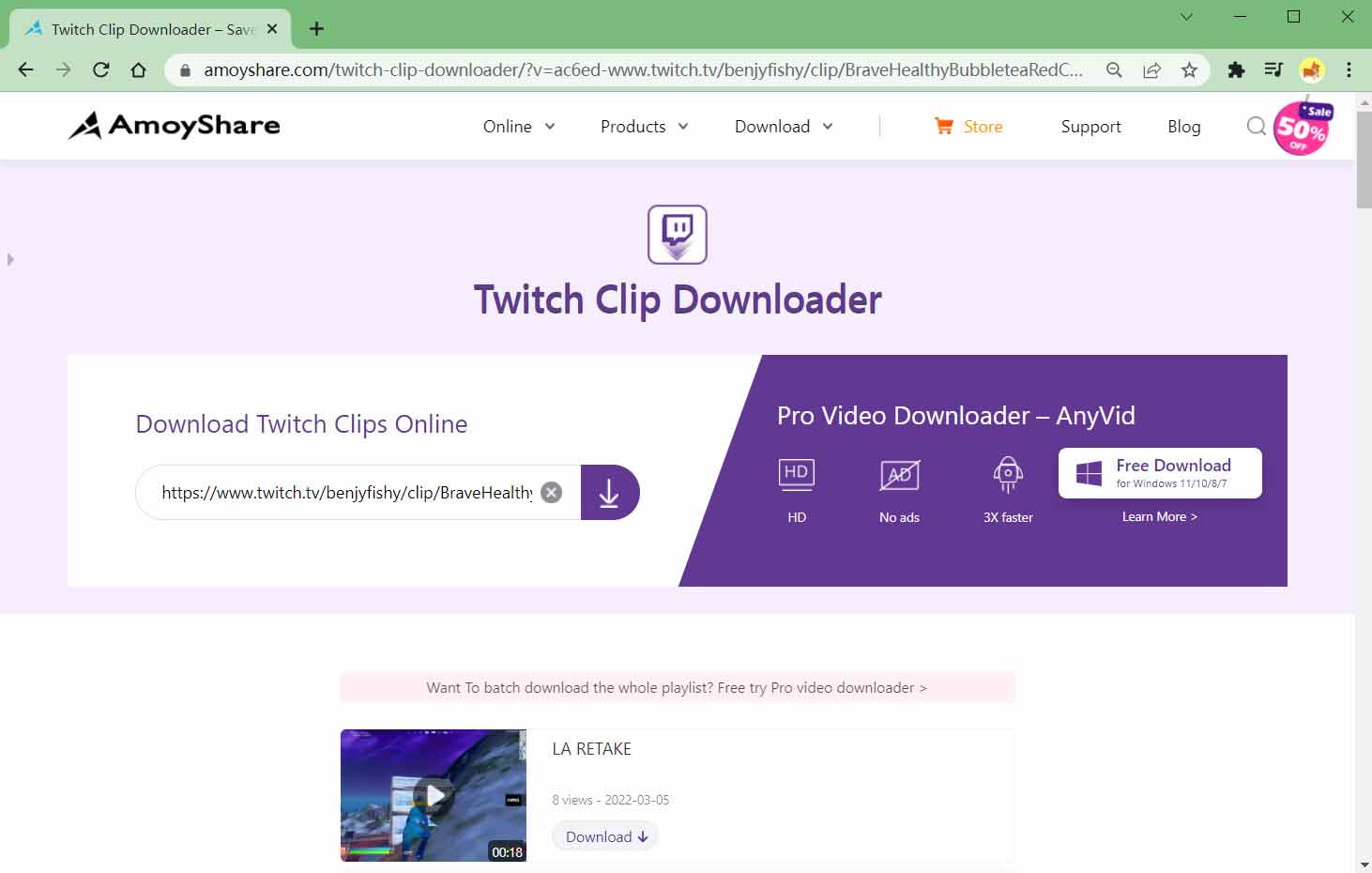 Analizza l'URL di Twitch