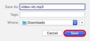 Save the converted file on VLC