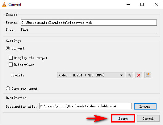 Convert VOB to MP4 on VLC
