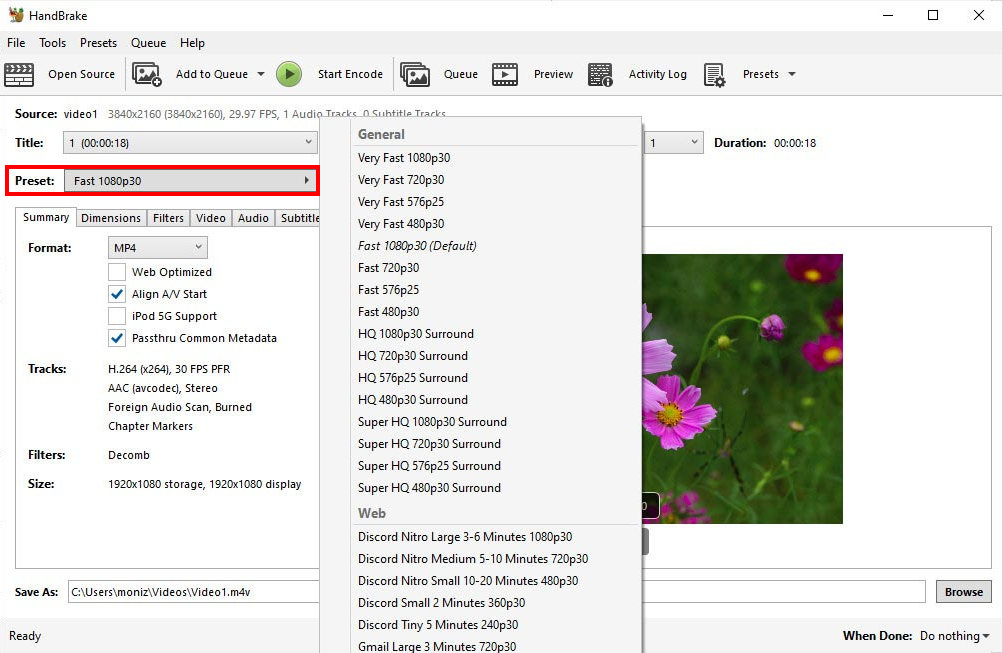 Select-one-preset-on-HandBrake