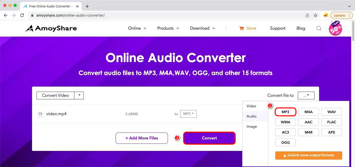 Select MP3 as the output format 