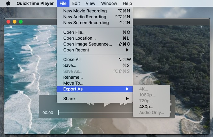 QuickTime を使用して MOV ファイルのサイズを削減する