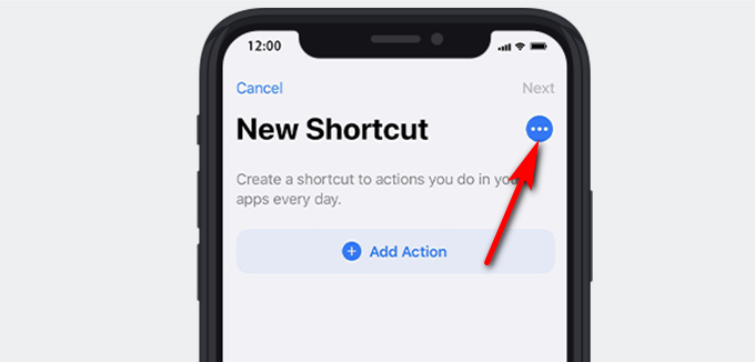 Press the three-dot icon on Shortcuts