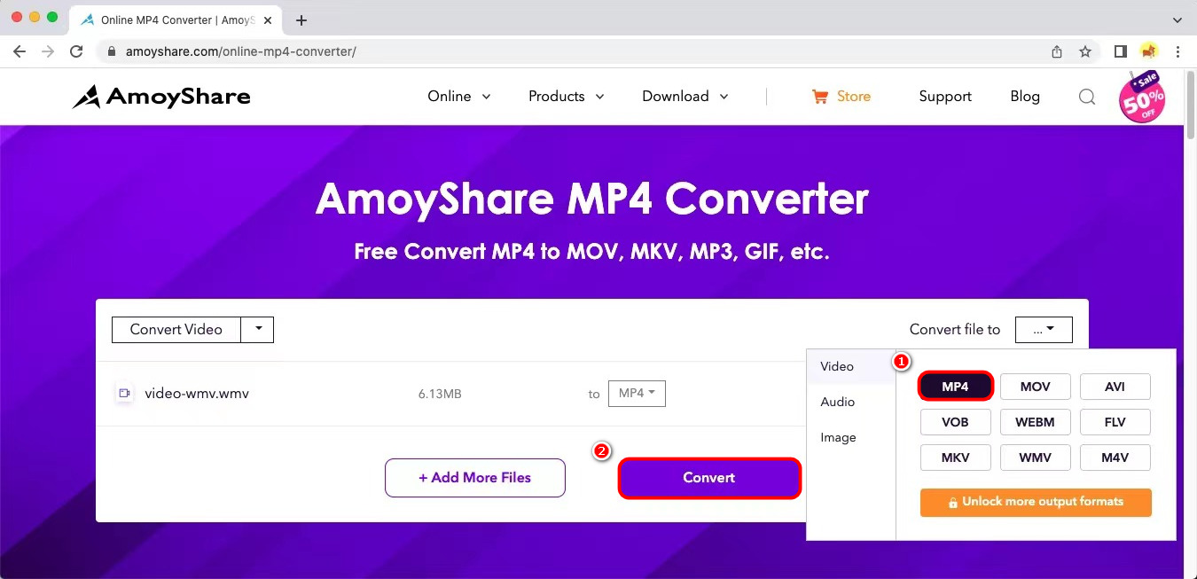 Convierta WMV a MP4 en Mac en línea gratis