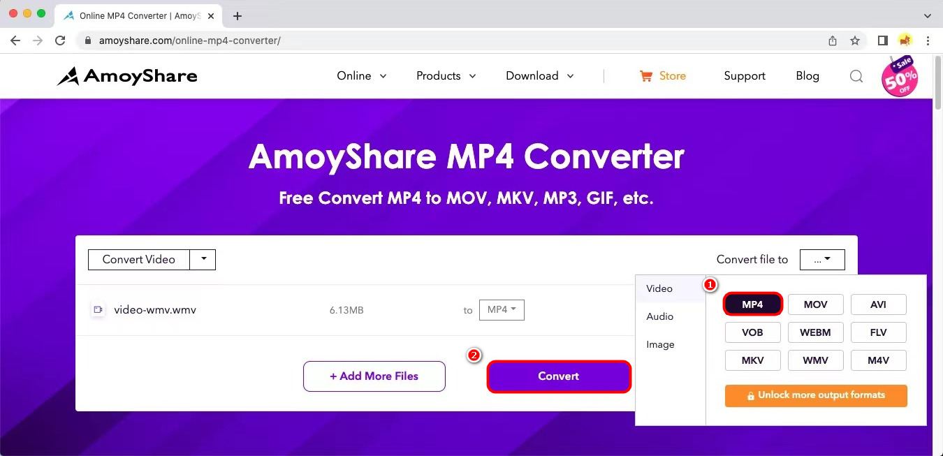 Converta WMV para MP4 no Mac online gratuitamente