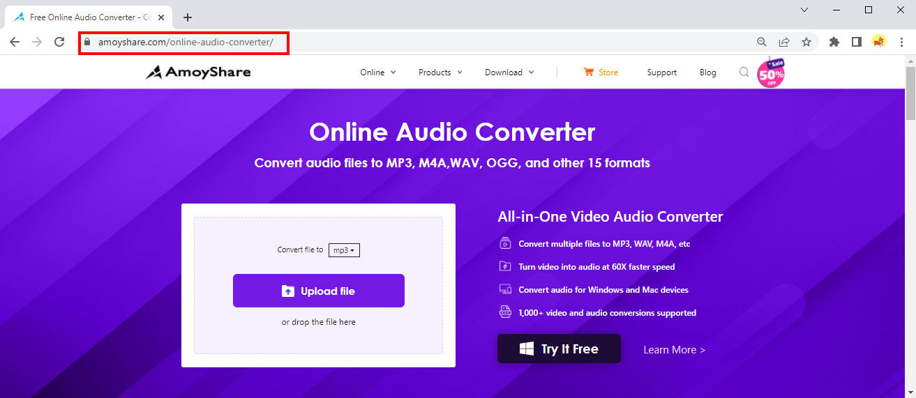 Head to the Online Audio Converter