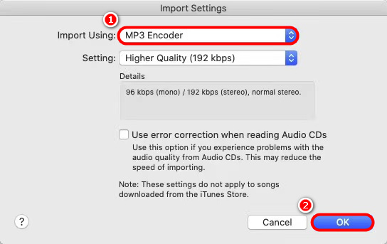 Wählen Sie als Zielformat MP3 Encoder aus