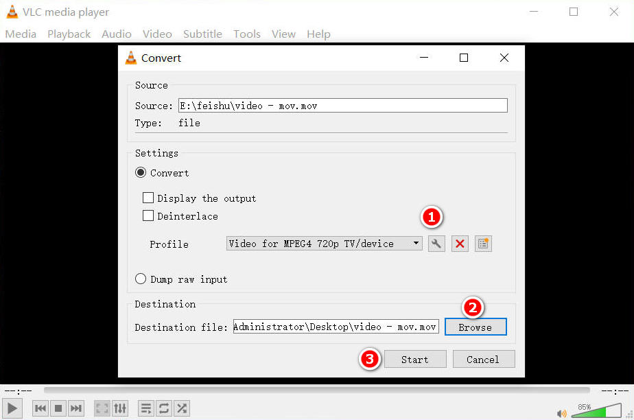 Add MOV File on VLC