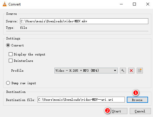 ابدأ في تحويل MKV إلى AVI على VLC