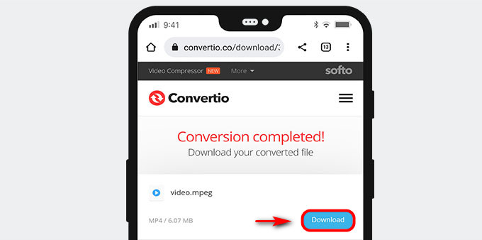 Laden Sie die konvertierte Videodatei online herunter