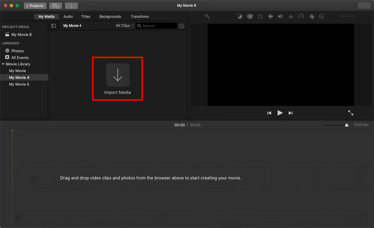 Hit the arrow-down icon on iMovie