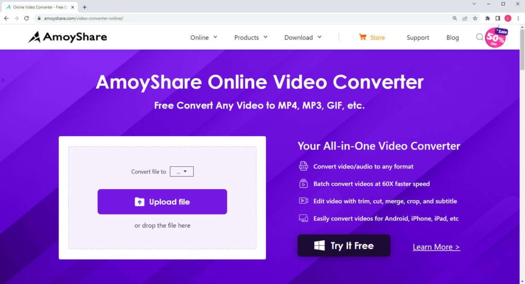 Conversor de vídeo online AmoyShare