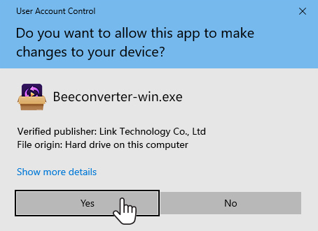 Allow the BeeConverter to make changes to your device