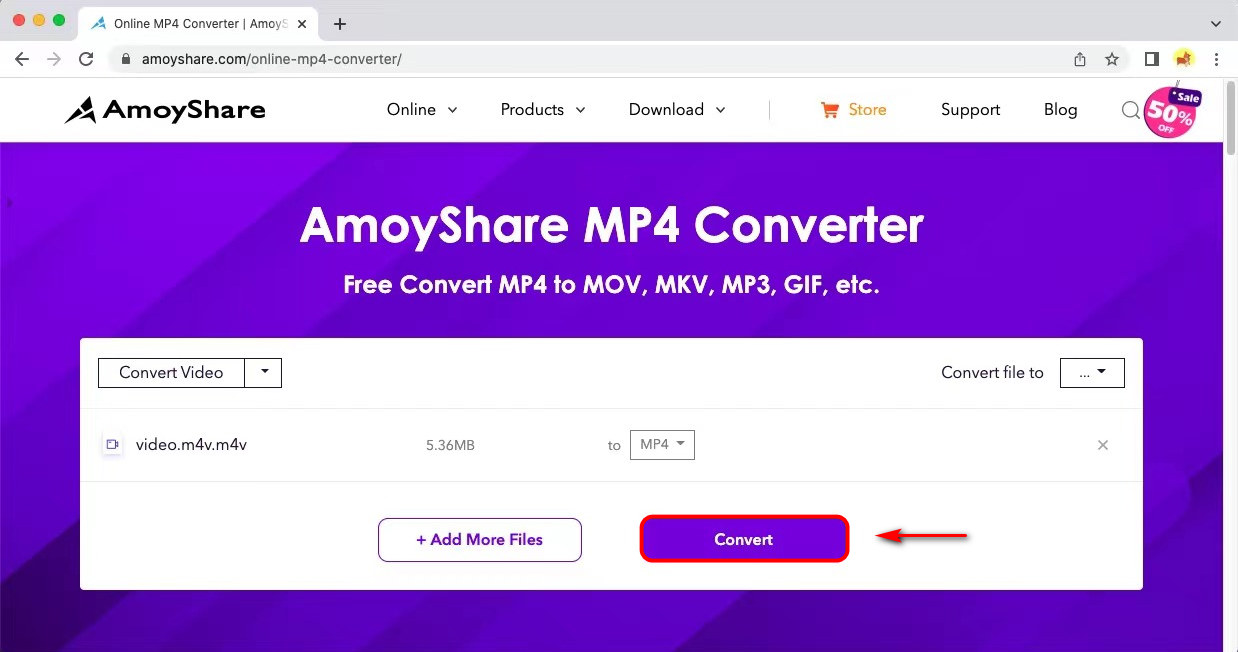 Converter M4V para MP4 no Mac online