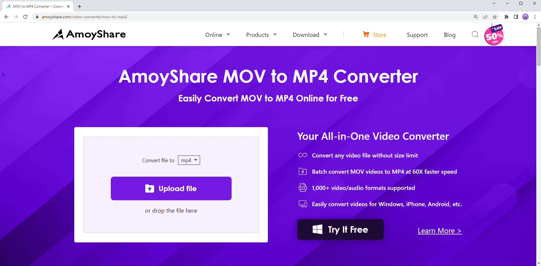 Head to the AmoyShare MOV to MP4 converter