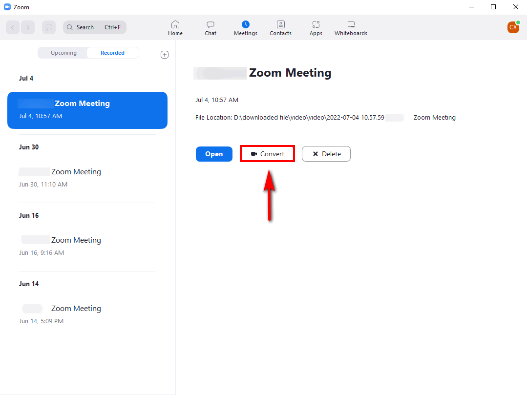 Convert Zoom recording to MP4 on Zoom