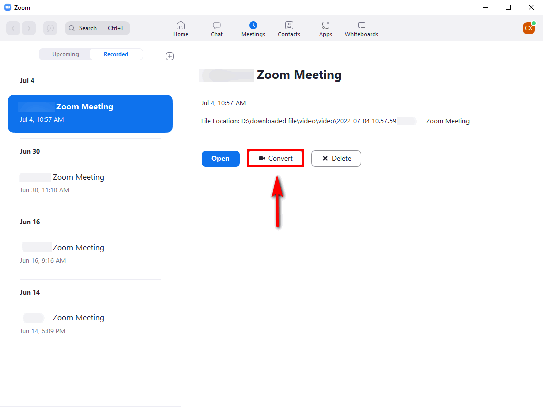 Converti la registrazione Zoom in MP4 su Zoom