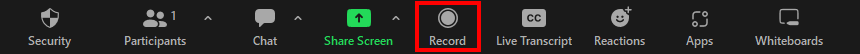 Record presentation on Zoom