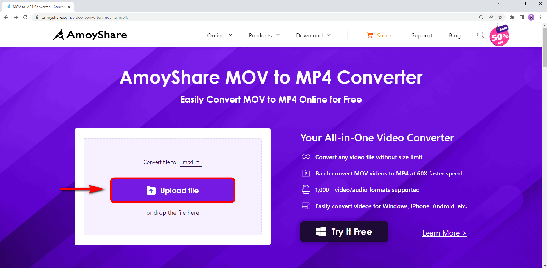 MOVファイルをオンラインでアップロードする