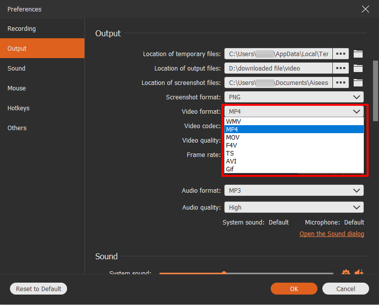 Select MP4 as output format