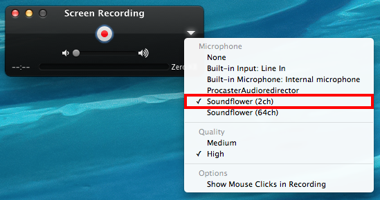 Capturez l'audio interne sur mac via QuickTime