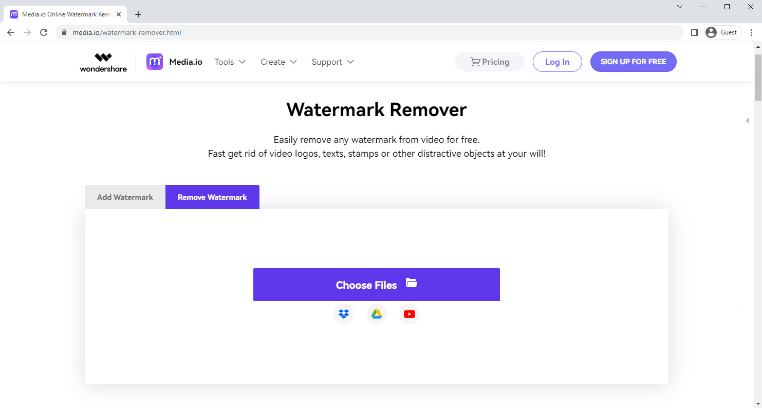 Online watermark remover – Media.io