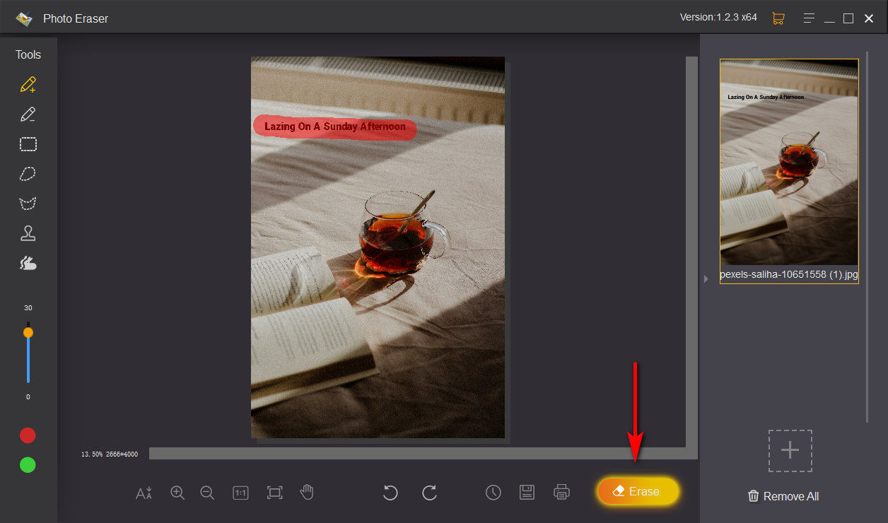 Jihosoft Photo Eraser で写真から透かしを削除