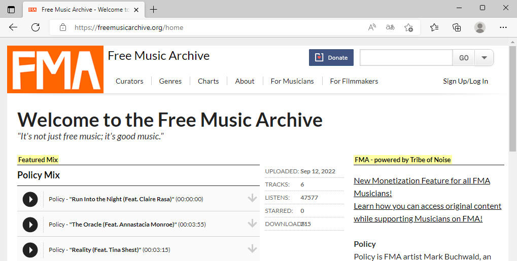 Archivio musicale gratuito
