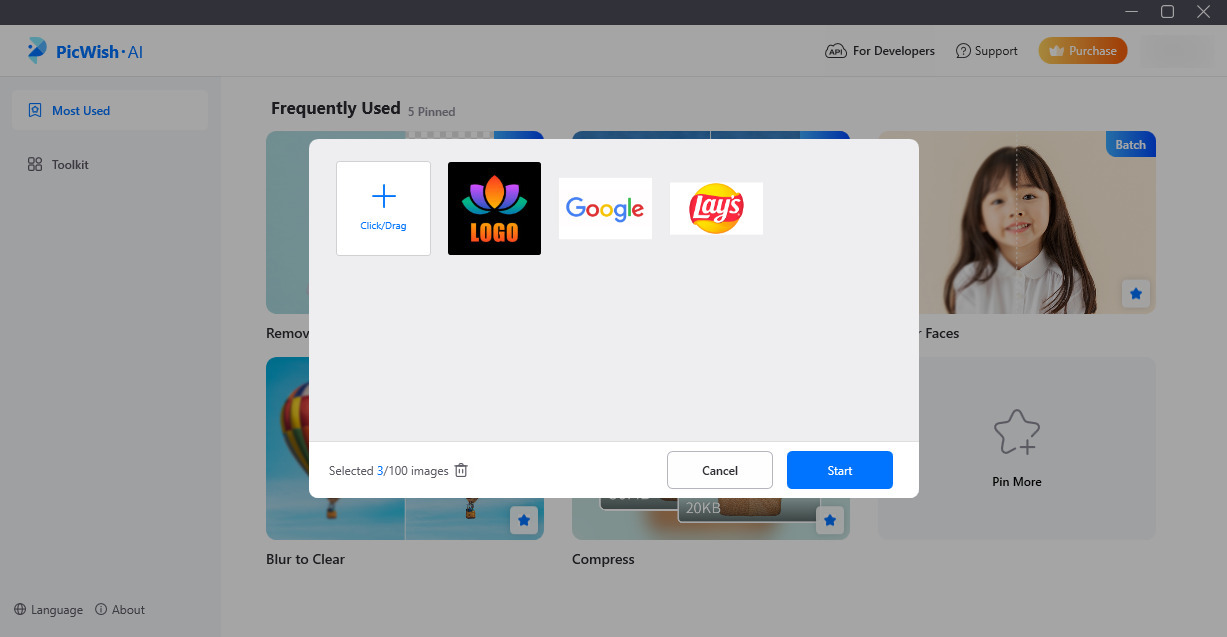 Tab Supprimer Bg et télécharger des logos