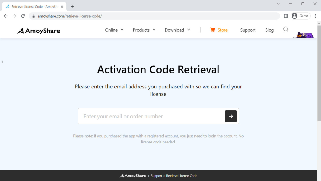 Activation Code Retrieval 