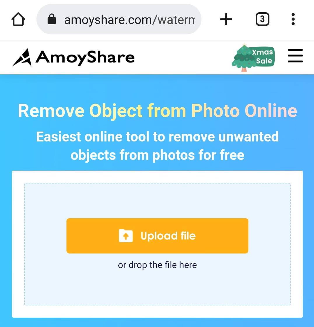 Посетите AmoyShare Удалить объекты из фото онлайн