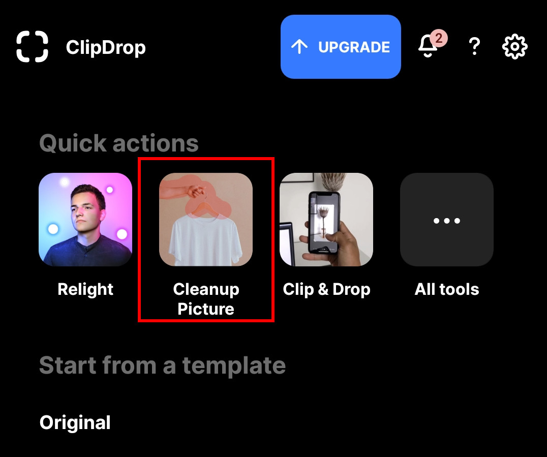 Choose the Cleanup Picture tool