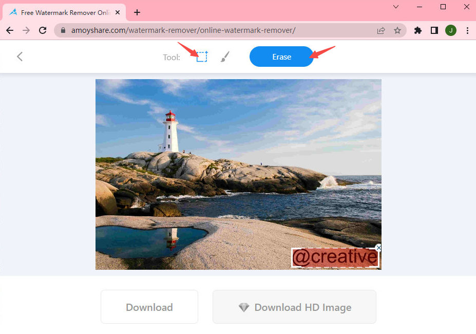 Remove watermark with the Rectangle tool