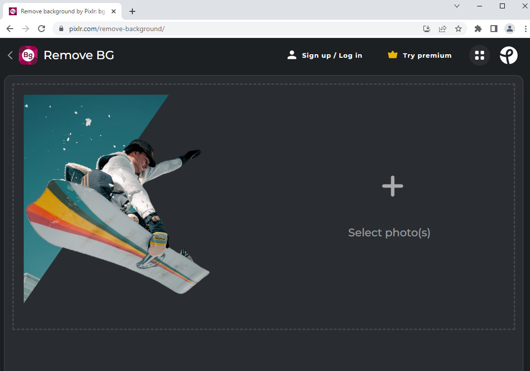 Enter Pixlr's Remove BG website