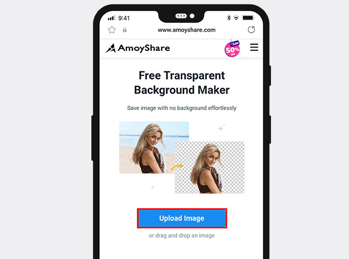 Upload image on AmoyShare Transparent Background Maker