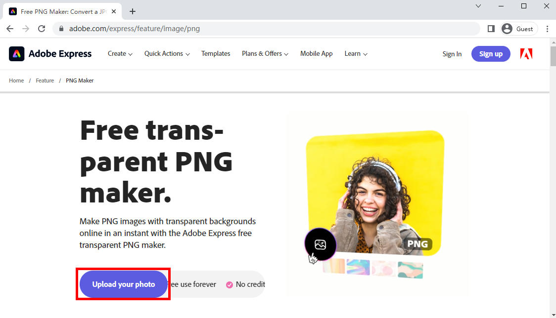 Adobe Express Creatore di PNG trasparenti gratuito